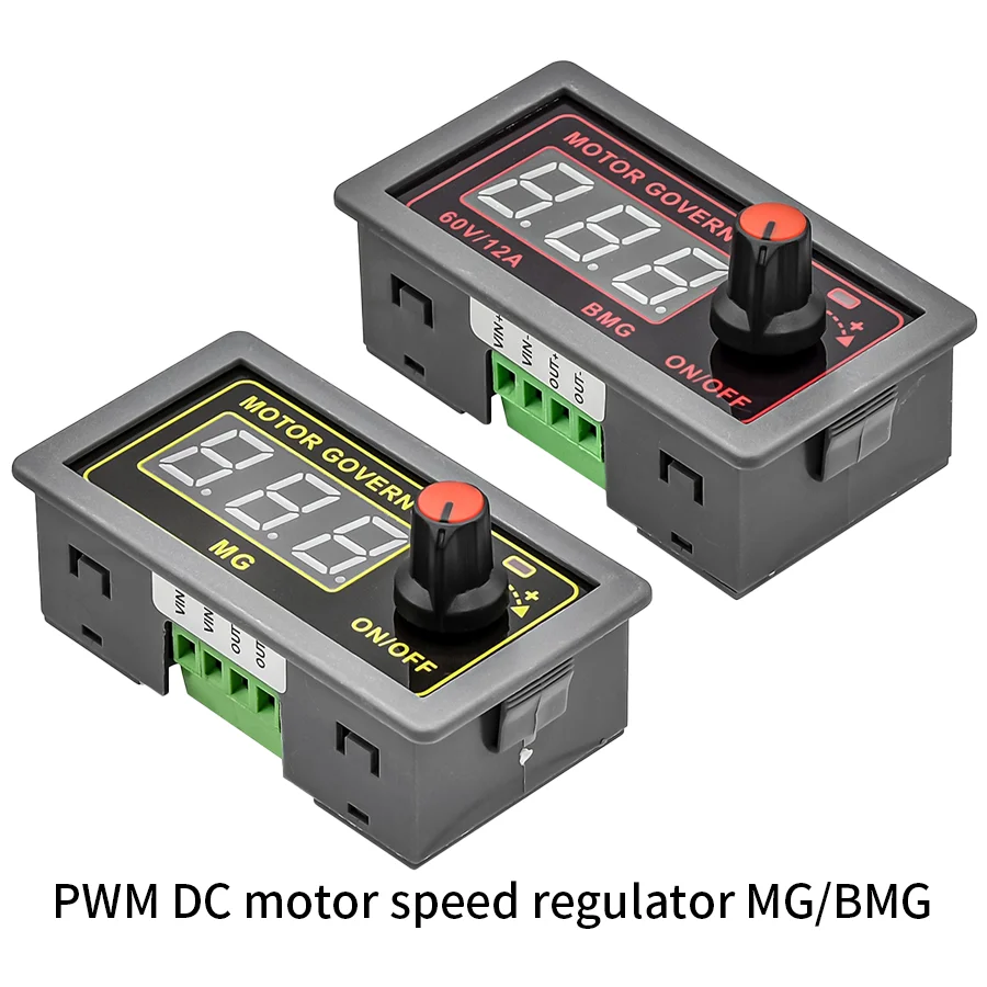 DC Motor Speed Controller PWM 5–60V Digital Encoder Soft Start Governor with Start/Stop Switch, 150W / 500W Adjustable Duty Cyc