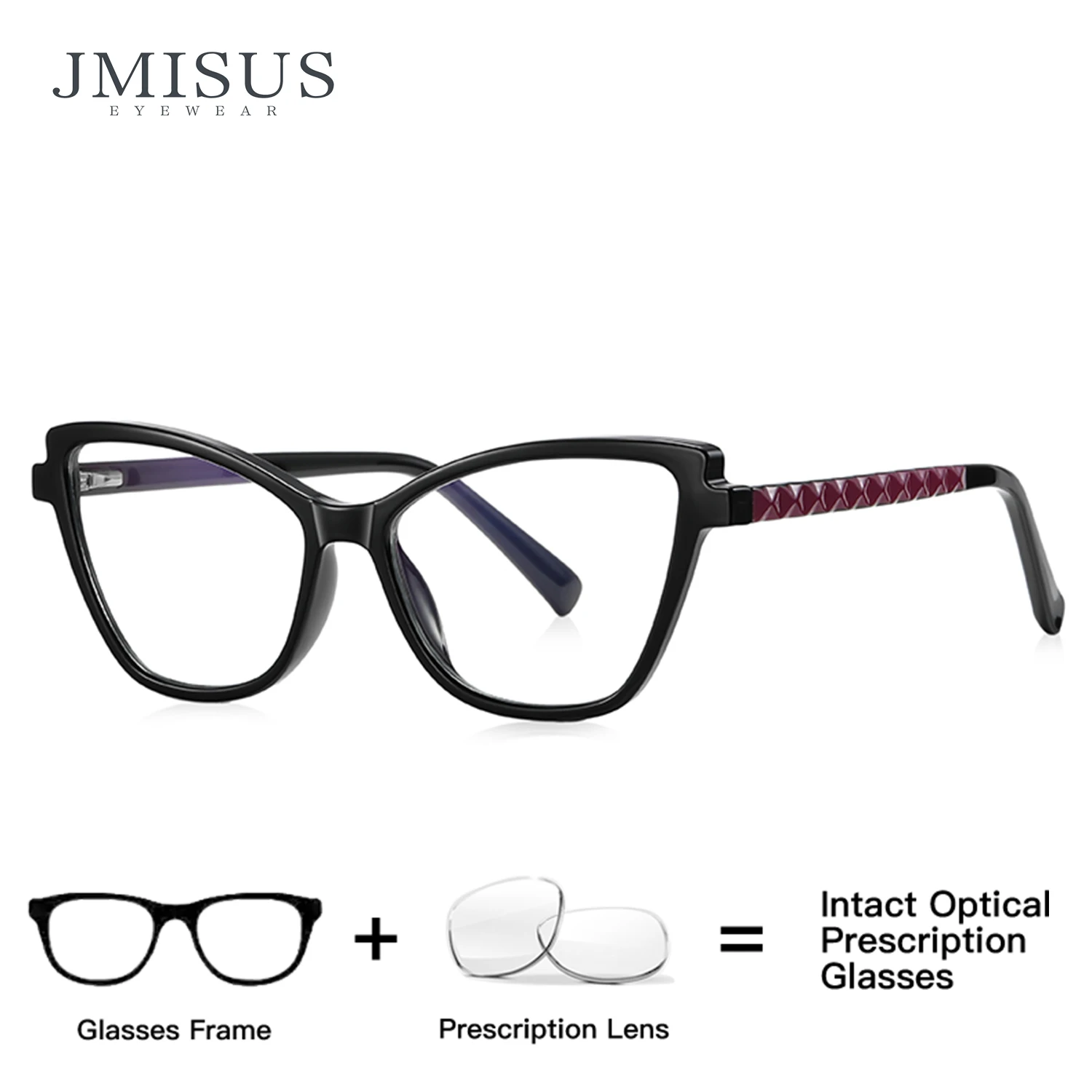 

JMISUS Lightweight Acetate Optical Glasses for Women Cat Eye Style Multifocal Prescription Lenses All Day Comfort
