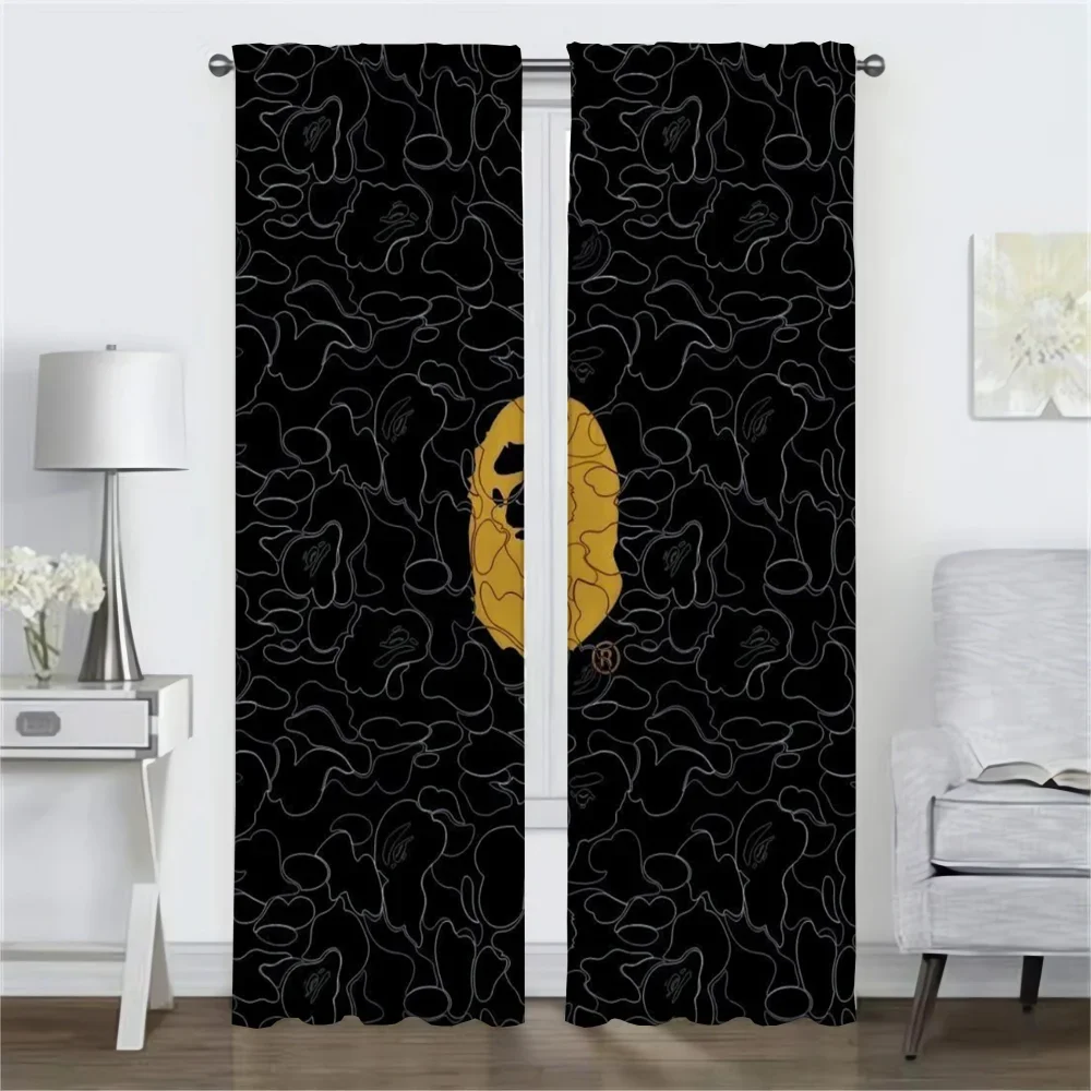 Partition B-BAPE Blackout Curtains for Living Room Home Interior Curtains 2 Pieces Window Curtain Tulle for Bedroom Shades Child