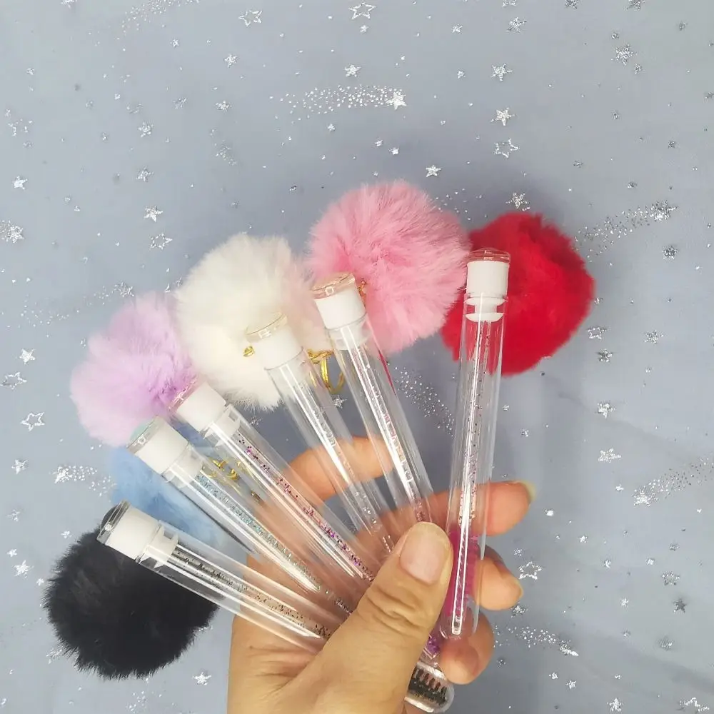 Brosse à cils tube multicolore moelleux pour femme, peigne à dents rondes, boule de cheveux, baguette à mascara, tube transparent, brosses à cils anti-poussière