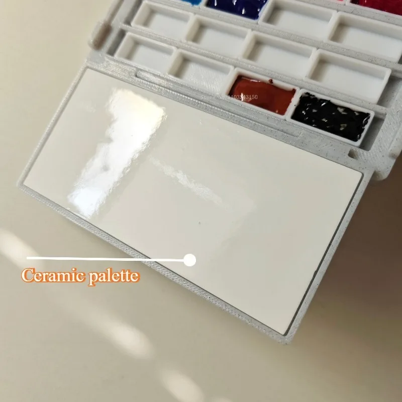 1/2Ml Grid Hand-held Folding Drawing Box Portable Travel Water Color Box Ceramic Palette Student Painting Creation Art Supplies