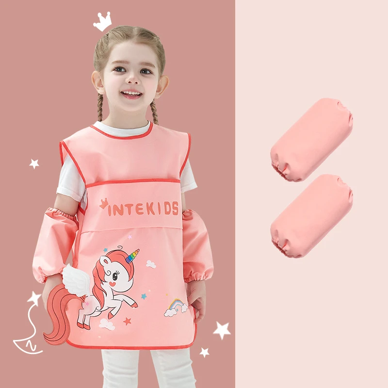 Children Cartoon Unicorn Apron Boys Girls Kitchen Cooking Baking Painting Cooking Art Bib Fashion Apron Baby Pinafore