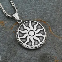 Vintage Apollo Amulet Sun God Pendant Necklace Mens Fashion Round Stainless Steel Necklace Fashion Amulet Jewelry Gift Wholesale