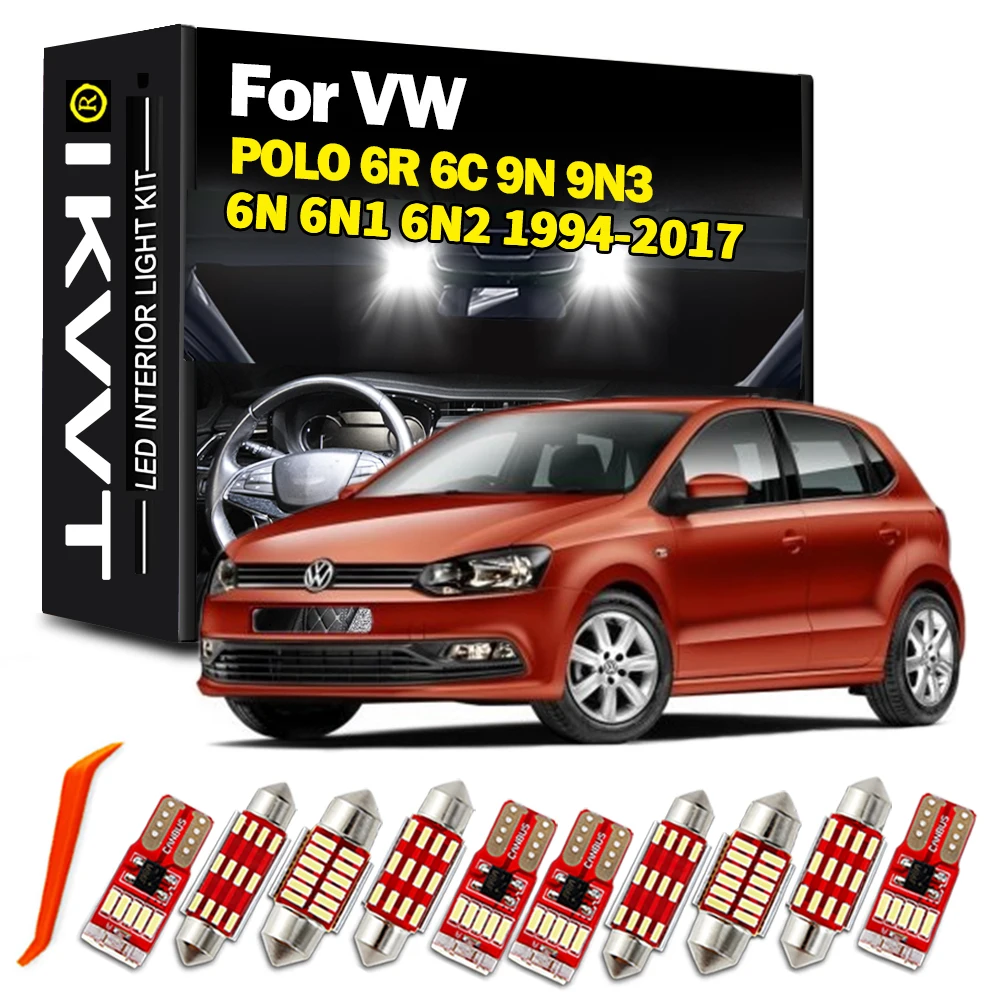 IKVVT Canbus Car Lamp LED Interior Bulb Kit For VW Volkswagen POLO 6R 6C 9N 9N3 6N 6N1 6N2 1994-2017 Vehicle Map Dome Trunk Ligh