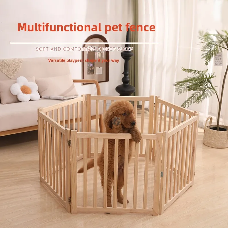 Wooden Dog Playpen Foldable Detachable Easy Storage Modular Free Configuration Eco Friendly No Paint Household Cat Cage Fence