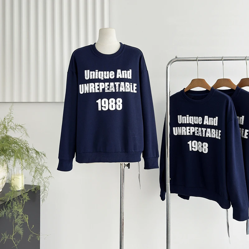 

Y2K Retro O Neck Sweatshirt Women Streetwear Long Sleeve Loose Pullover Female Korean Spring New Casual Print Letter Tops