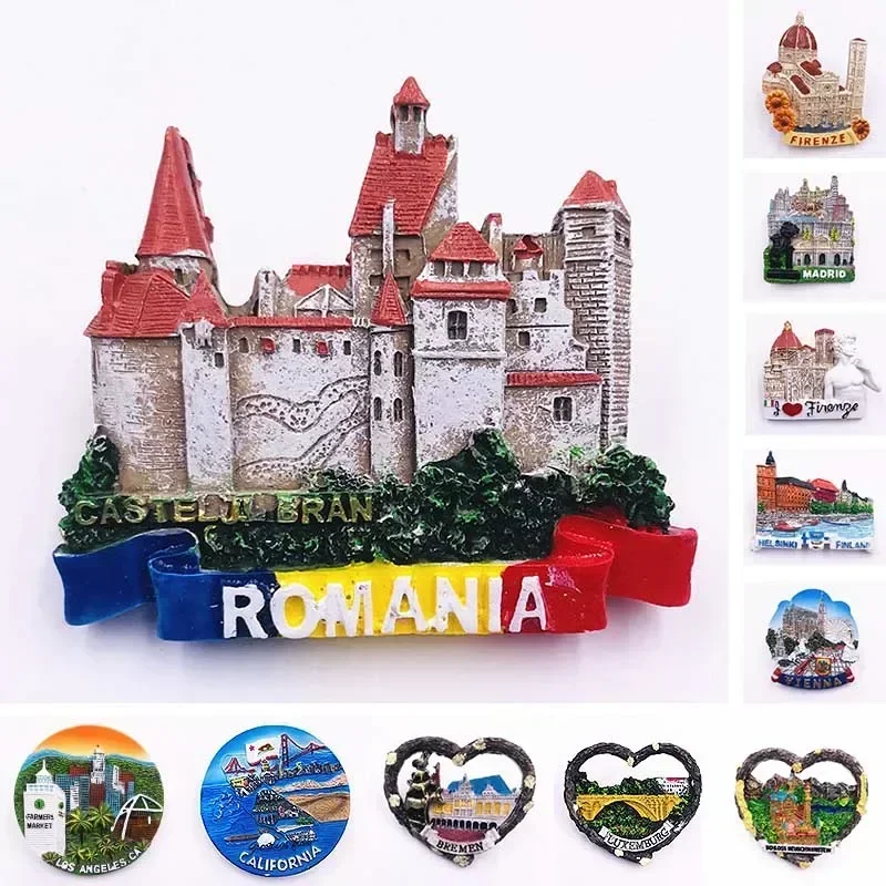 World Tourism Fridge Magnets Souvenir  Italy Spain French Denmark USA Austria Canada Australia Norway Luxembourg Fridge Stickers