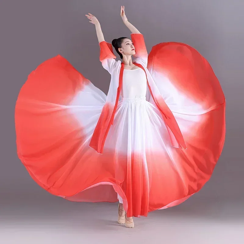 

Elegant Gradient Ballet Skirt Women Chiffon Flowy Long Dancewear 360 Degrees Classical Dance Costume Performance Practice Skirt