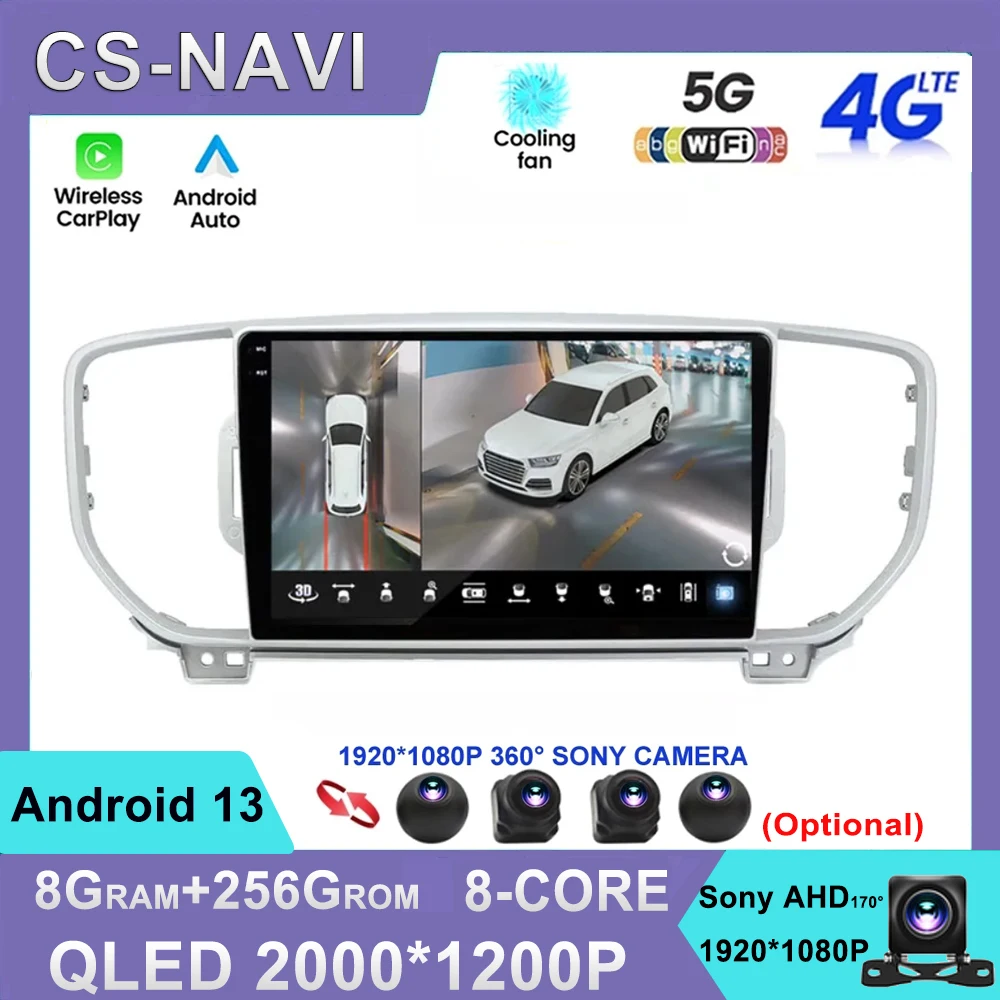 

Android 13 Auto Carplay QLED For Kia Sportage 4 QL 2018 2019 2020 Car Radio Multimedia Video Player Navigation Stereo WIFI+4G BT