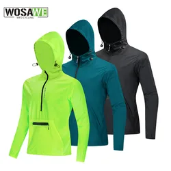 WOSAWE Thin Hooded Caps Men Bike Jackets Windproof Reflective Water Rain Repellent Running Windbreaker Coats Cycling Jacket