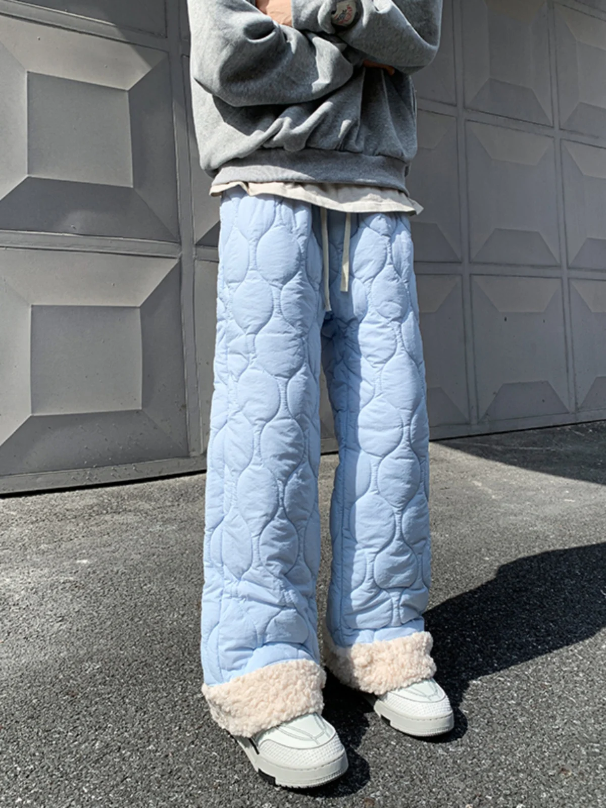 

Thiened Winter Outwear Lamb Velvet down Cotton Pants for Boys Loose Wide Leg Straight Cut Youth Faion Warm Casual Trousers