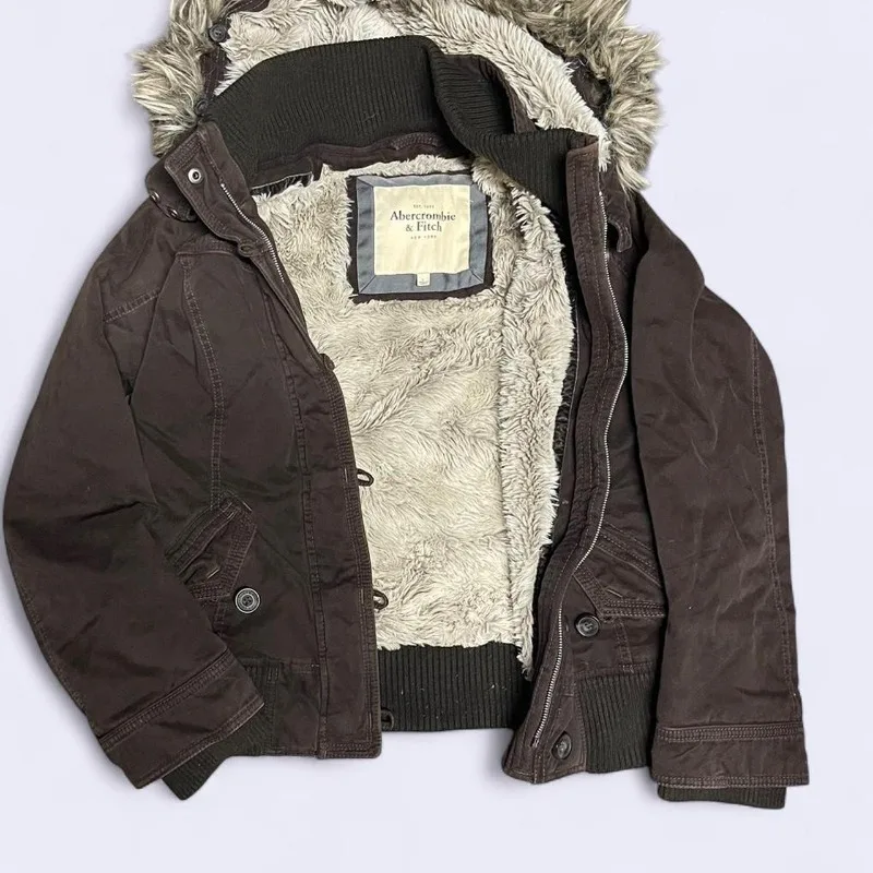 Americká nová módní jednobarevná kapsa s bavlněnou podšívkou, dámská Y2K gotická hip hopová oblíbená a sametová podšívka, ležérní bunda - náhled 5