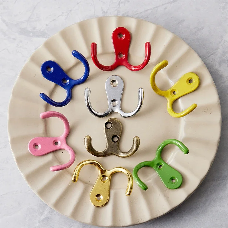 5PCS Ox Horn Creative Design Zinc Alloy Wall Mount Hook Dual Hanger Wardrobe Clothes Coat Bag Hat Hanging Bathroom Kitchen Racks