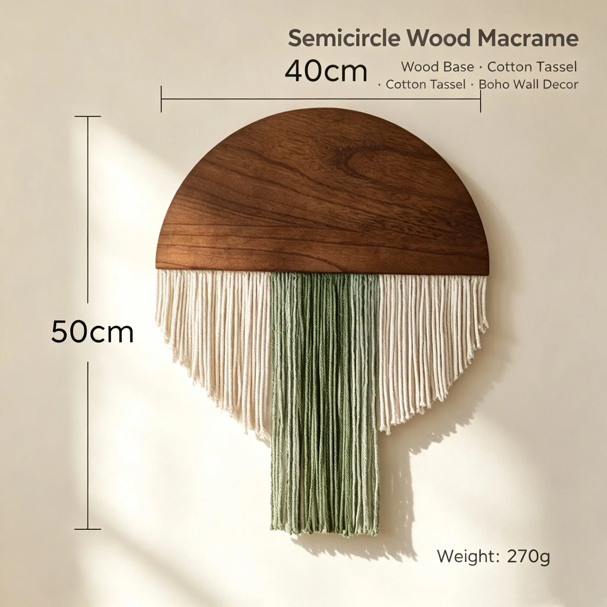 Boho Macrame Wall Hanging Handwoven Leaves Cotton Tassel Wooden Stick Bohemian Wall Art Decor for Bedroom Living Room