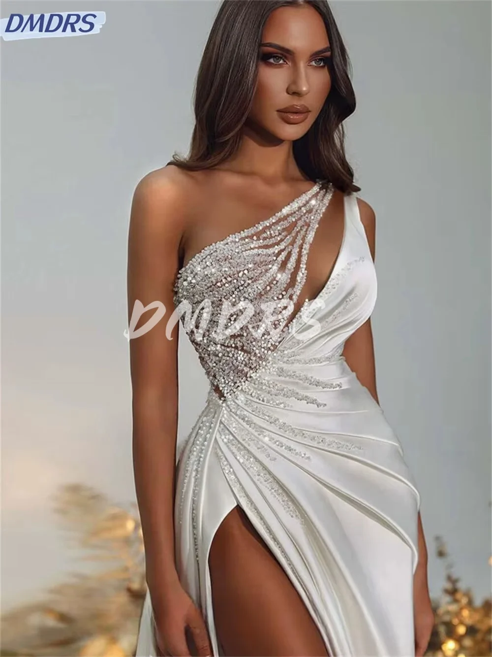 

Sexy Spaghetti Straps Evening Gown 2024 Charming Side Slit Party Dress Elegant A-Line Floor Length Gowns Vestidos De Novia
