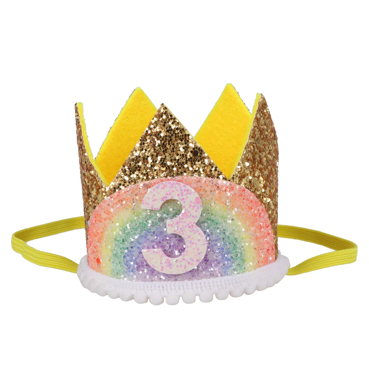 

Rainbow Crown Hairband For Kids Baby Shower Birthday Party Hats Lightweight Fabric Crown Hat Party Supplies Photo Props