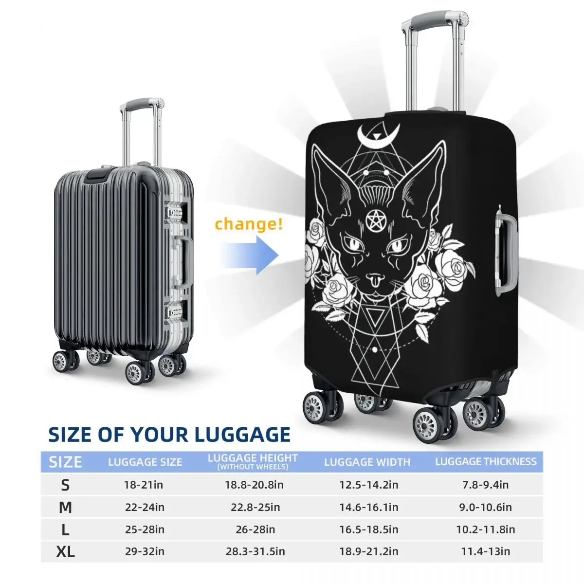 Wicca Print Luggage Protective Dust Covers Elastic Waterproof 18-32inch Suitcase Cover Travel Accessories