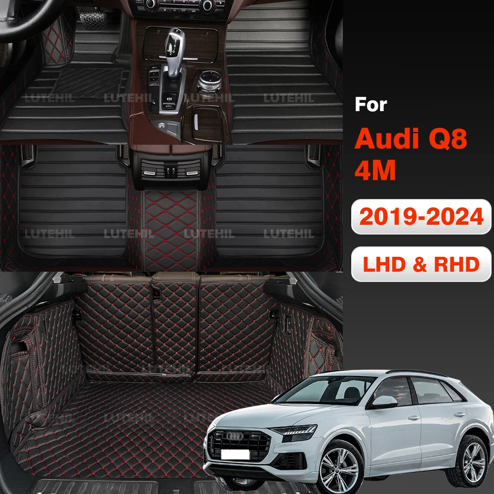 

For Audi Q8 4M 2019-2024 23 22 21 3D Car Floor Mats Trunk mat Pad Foot Pads Auto Cargo Liner Interior Accessories