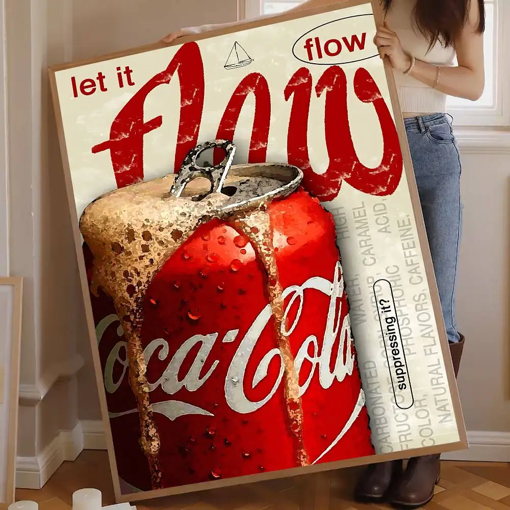 C-COCA Logo C-COLAS Whitepaper Poster Waterproof Paper Sticker Coffee House Bar Aesthetic Art Wall Painting