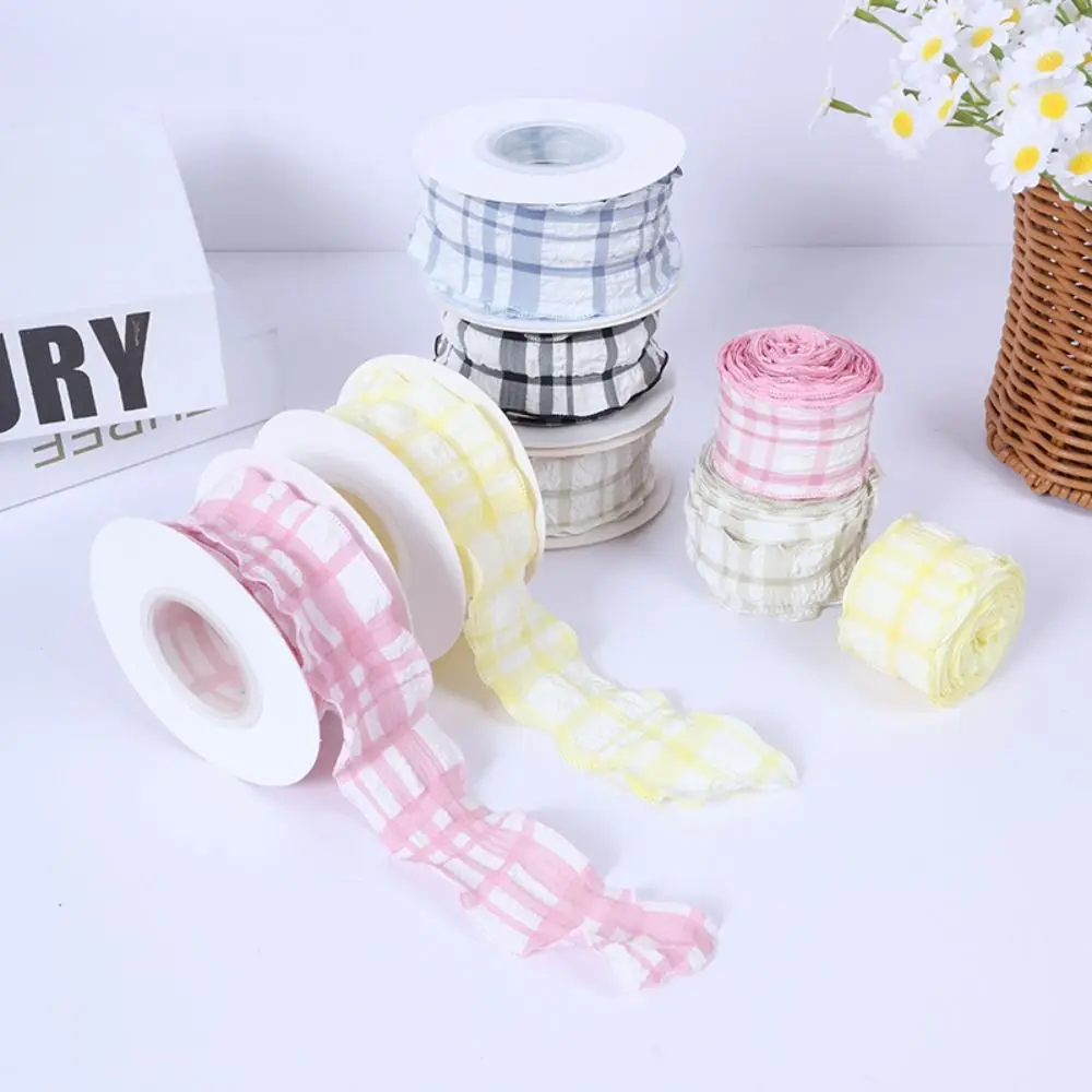 10 Yard Plaid Ribbon Gift Wrapping Bouquets 4CM Width Roll of Satin Ribbon Easy Cut Reusable Gingham Ribbons Party Decoration