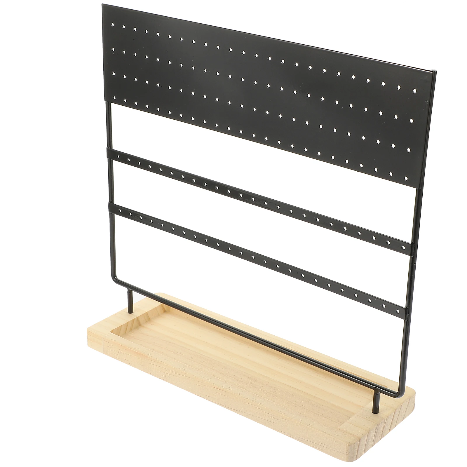 

Earring Display Jewelry Organizer 144 Holes Black Slotted Iron Wood Earrings Jewelry Holder Base Storage Rack Tabletop Holder