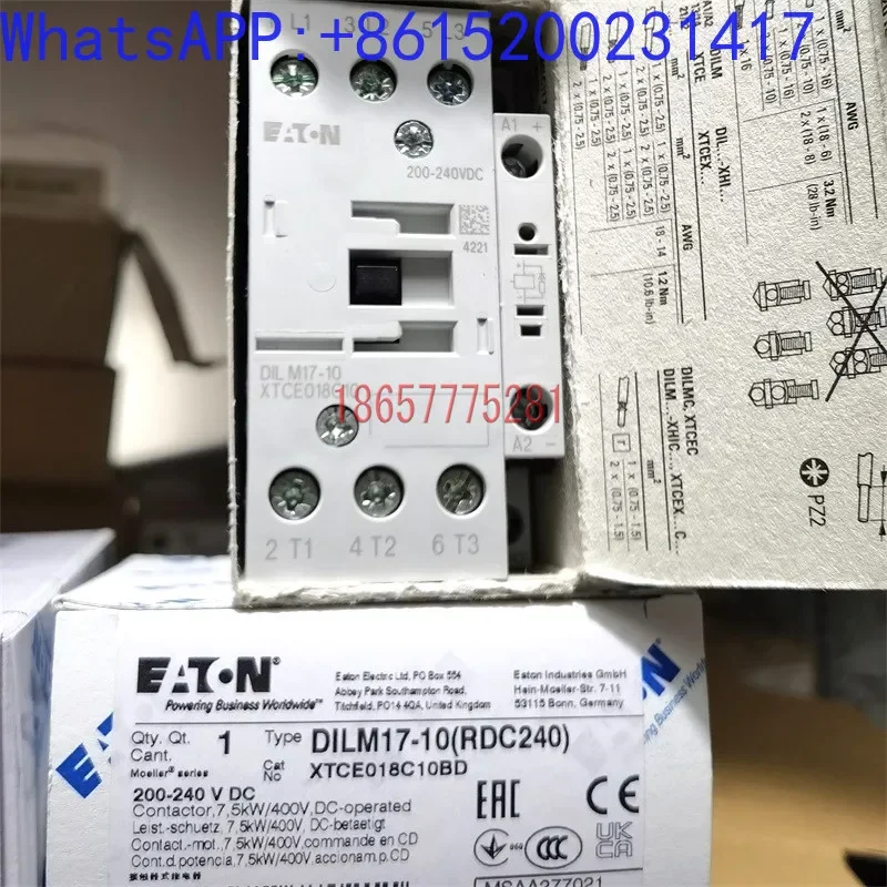 Original Eaton Muller DILM17-10 DIL M17-10 DC220v AC220v contactor