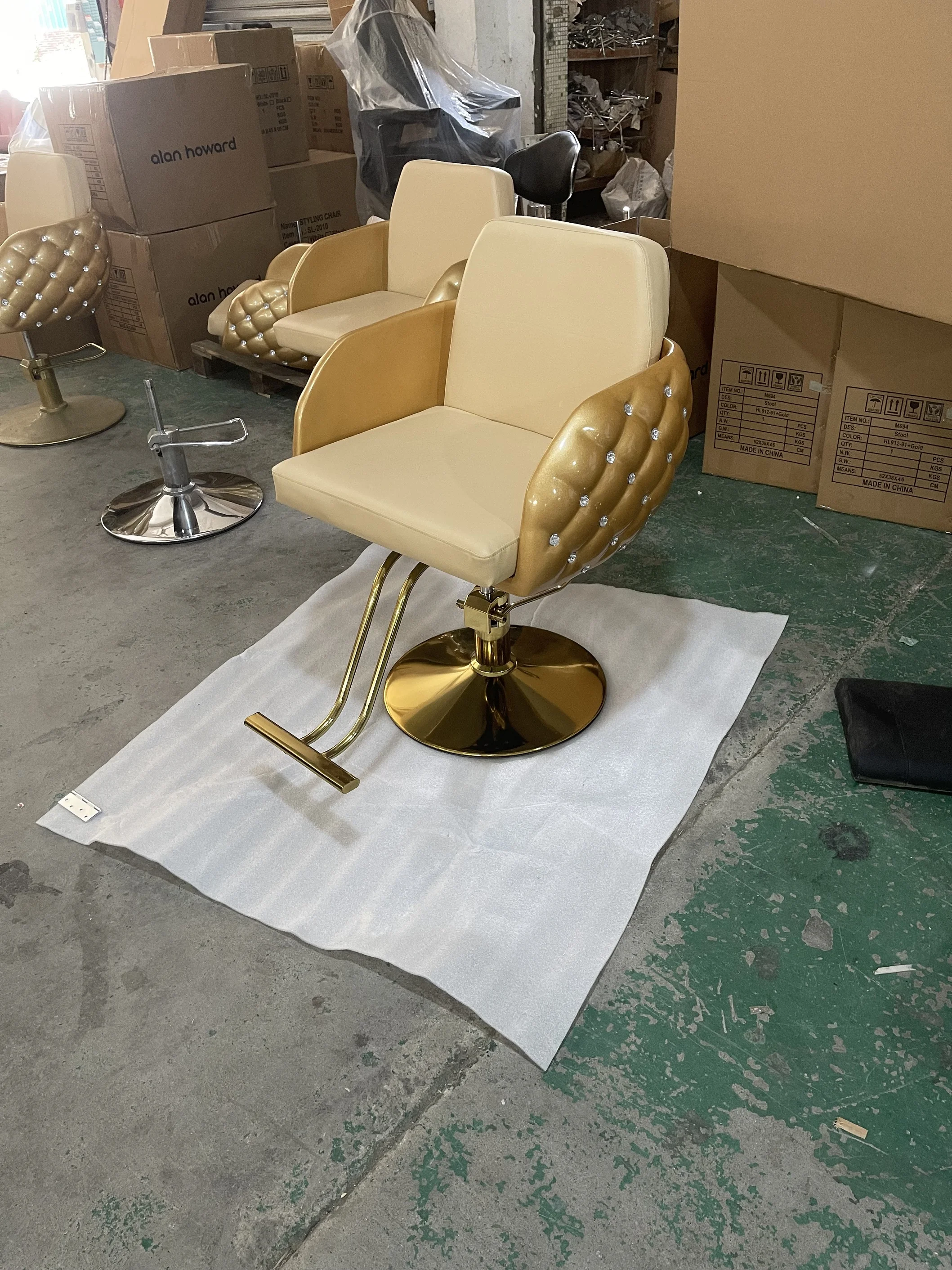 Modern Style Stylist Chair: Golden Fiberglass Salon Chair With An Expandable Design And Adjustable Hairdressing Base
