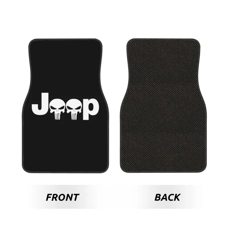 Custom Double Skull Car Floor Mats of 4 Pieces Anti Slip Front and Rear Foot Mats Universal Car Accessories for Most Vehicle