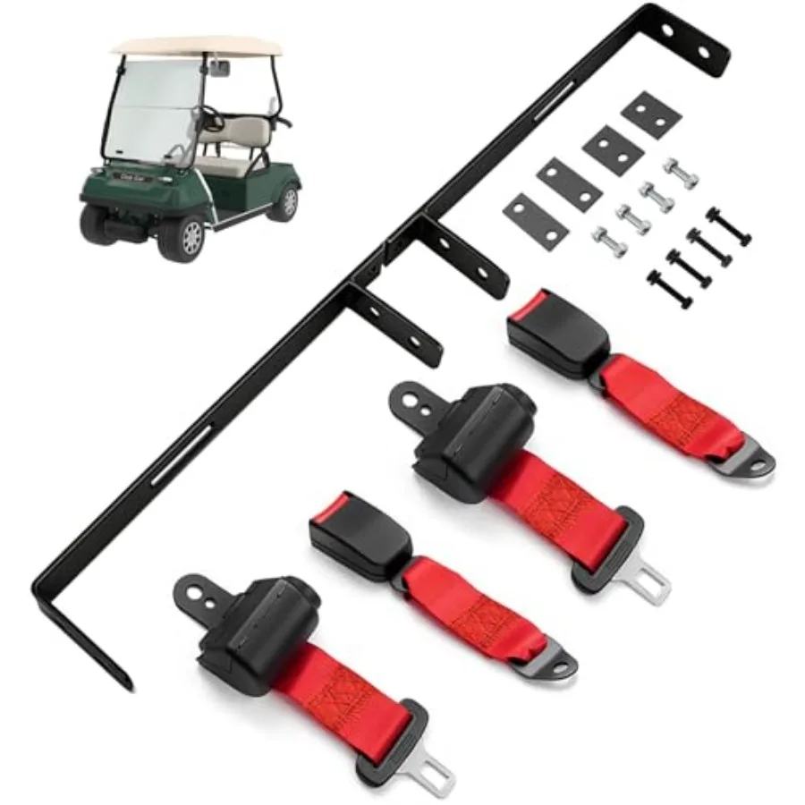 

Retractable Golf Cart Seat Belts 42" Long Universal Fit for EZGO TXT Club Car DS Yamaha 2-Passenger Front/Rear Seatbelts for Go