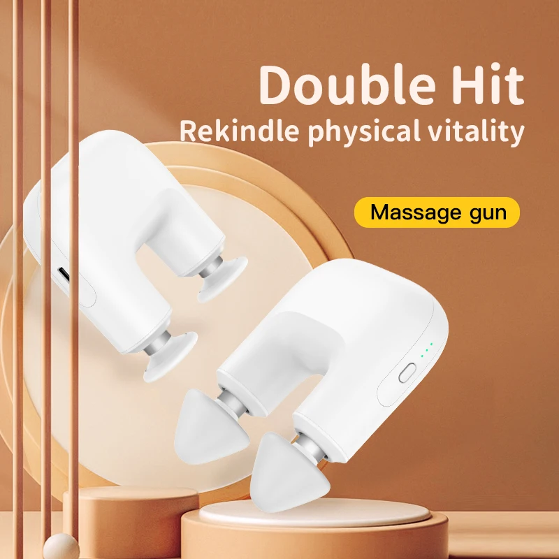 

Double Headed Massage Gun Mini Portable Fascia Gun Deep Tissue Muscle Massager Gun for Body Neck Leg Back Relaxation Pain Relief