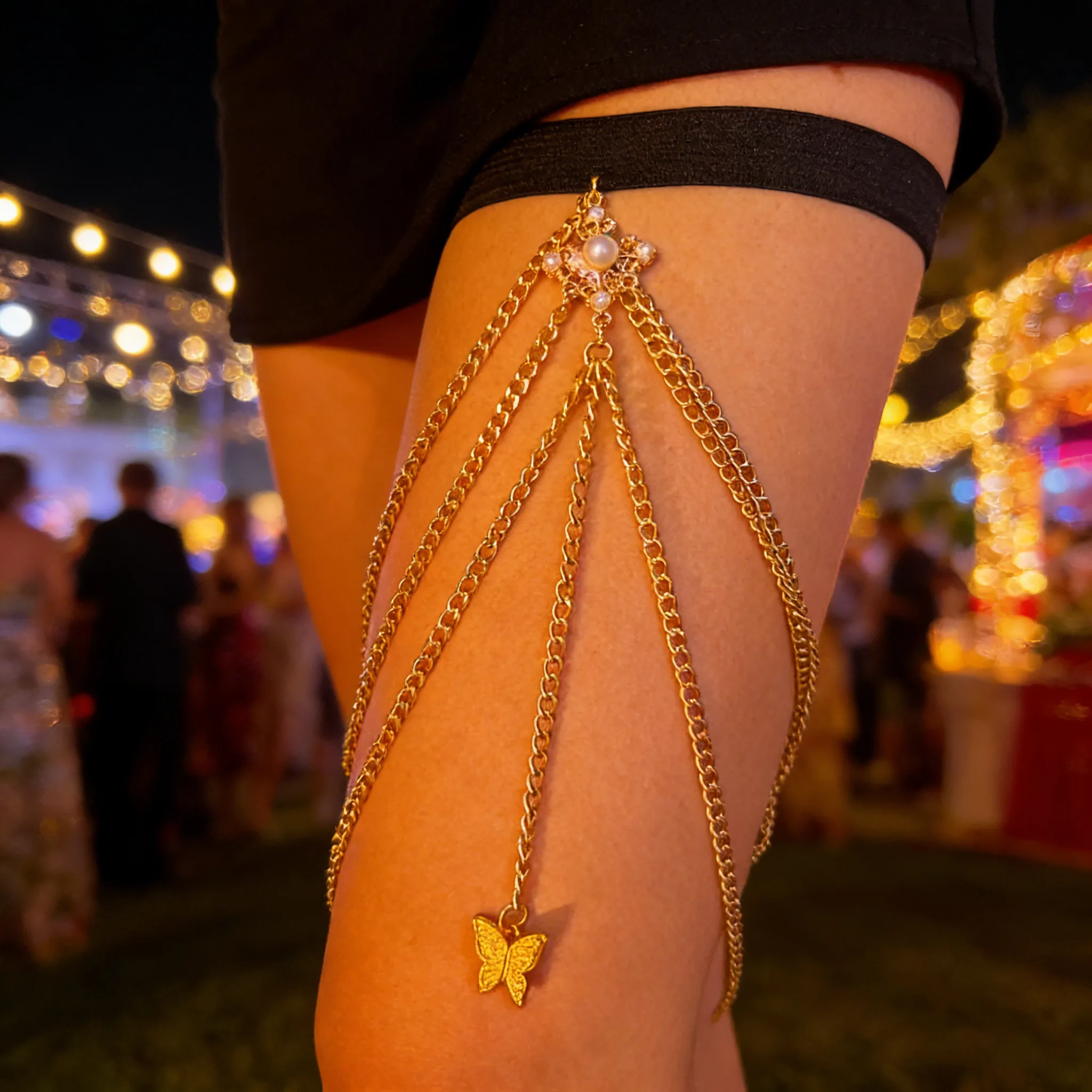 Holiday Gift Ladies Sexy Simple Metal Leg Chain Stage Performance Music Festival Party Fashion Clothing Chain
