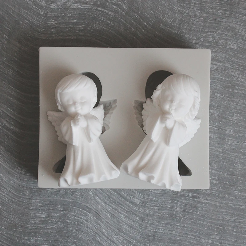 3D Prayer Angel Girl Silicone Fondant Mold DIY Epoxy Pottery Plaster Chocolate Cake Decoration Resin Mold Kitchen Baking Tools