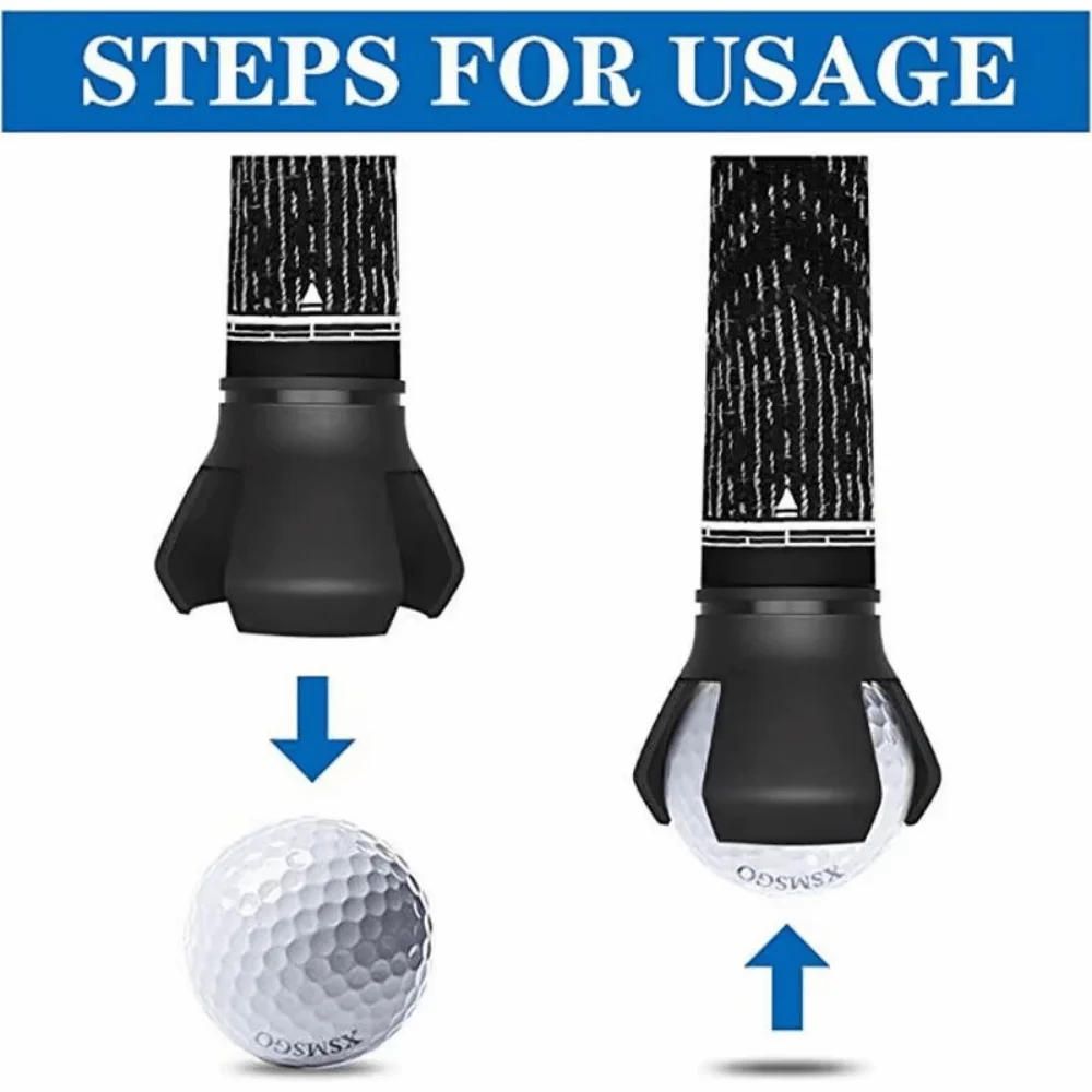 Golf Ball Pick Up Grabber Zinc Alloy Rubber Golf Accessories Convenient Practical Golf Training Aid Tool