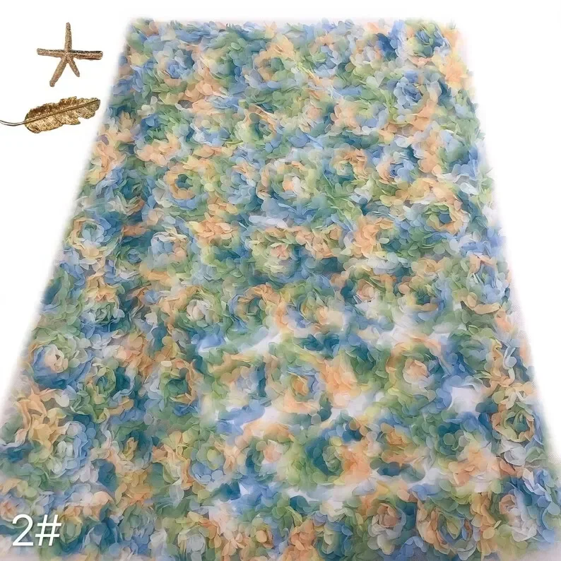 3d ชีฟอง rose ดอกไม้ลูกไม้ผ้าดอกไม้เย็บปักถักร้อย tulle สําหรับงานแต่งงานชุด Tutu ชุดเจ้าสาว Veiling ชุดราตรี 1 หลา