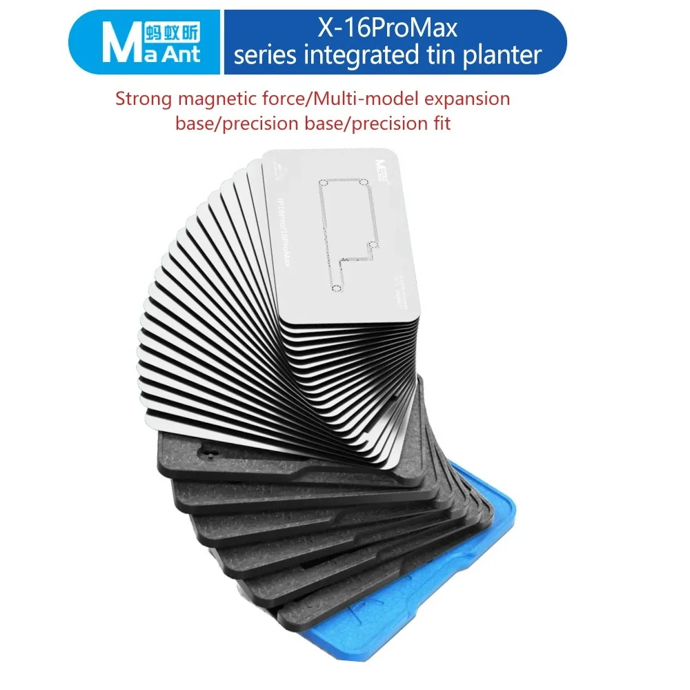 

MaAnt M072 19-в-1 материнская плата, средний слой, паяльная платформа для реболлинга для iPhone X-16ProMax, стальная сетка, оловянная станция для посадки