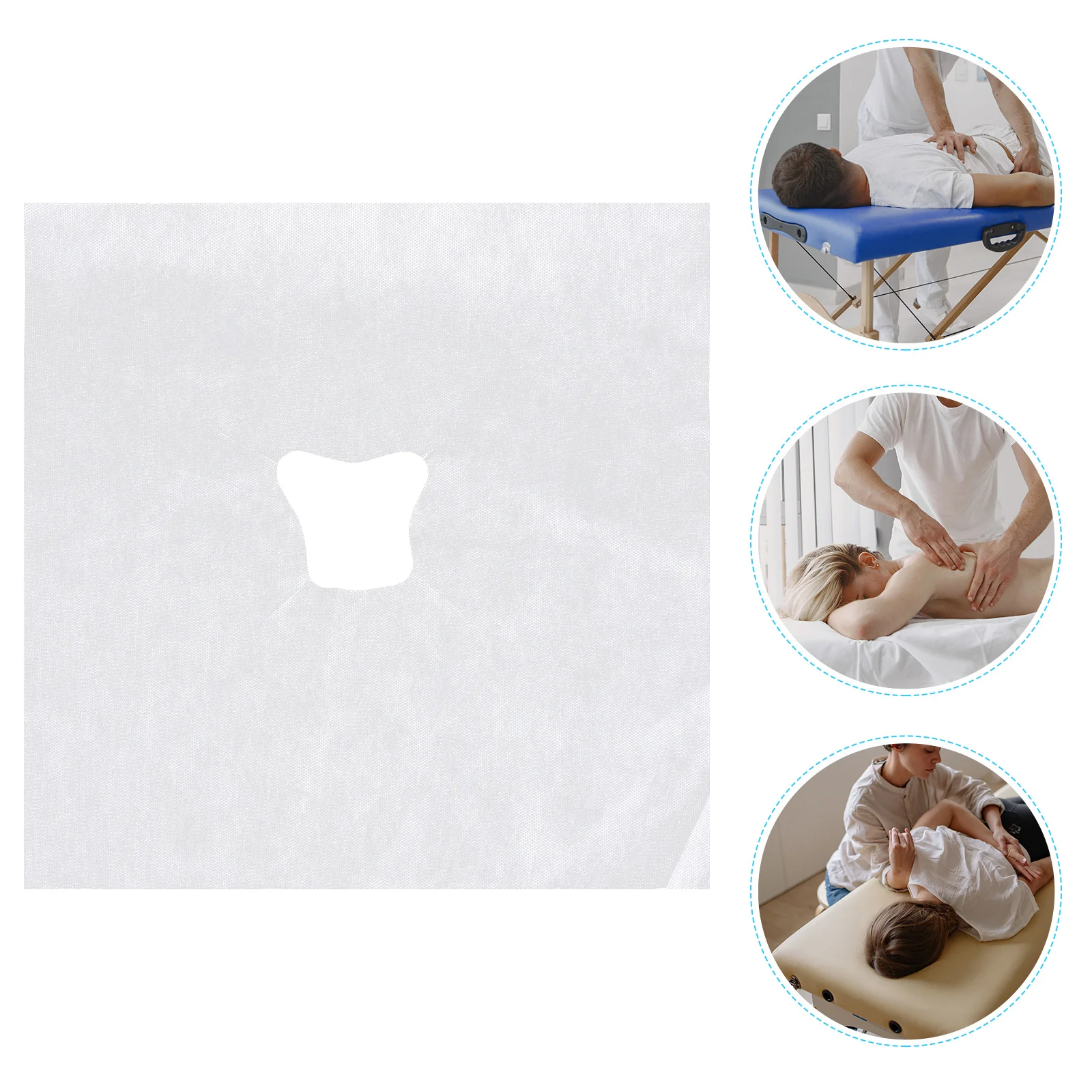 

100Pcs Hole Towel for Massage Pillow Disposable Face Covers Breathable Non-Woven Fabric Salon Spa Clinic Use Rest Cradle Covers