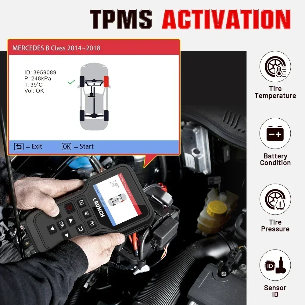 Lancering X431 CRT5011E TPMS Relearn Tool Bandscanner 315/433MHz Ondersteuning Lezen/Activeren/Programmeren/Opnieuw leren/Reset/Sleutelhanger Test