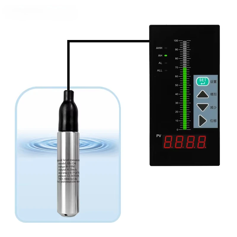 Stainless Steel Hydrostatic Level Transmitter | 4-20mA Liquid Level Sensor IP68 Protection for Industrial Tank Vessel