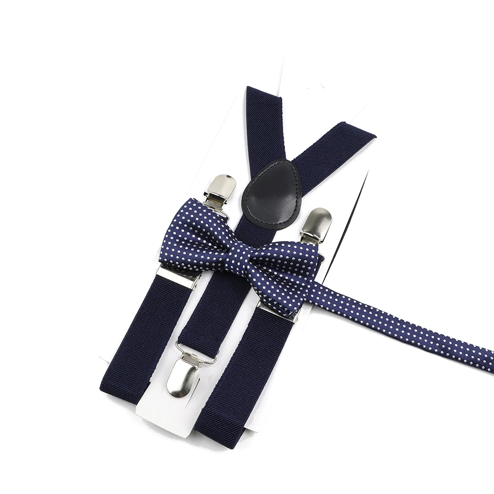 Men's Kids Solid Color Suspender Bowtie Set