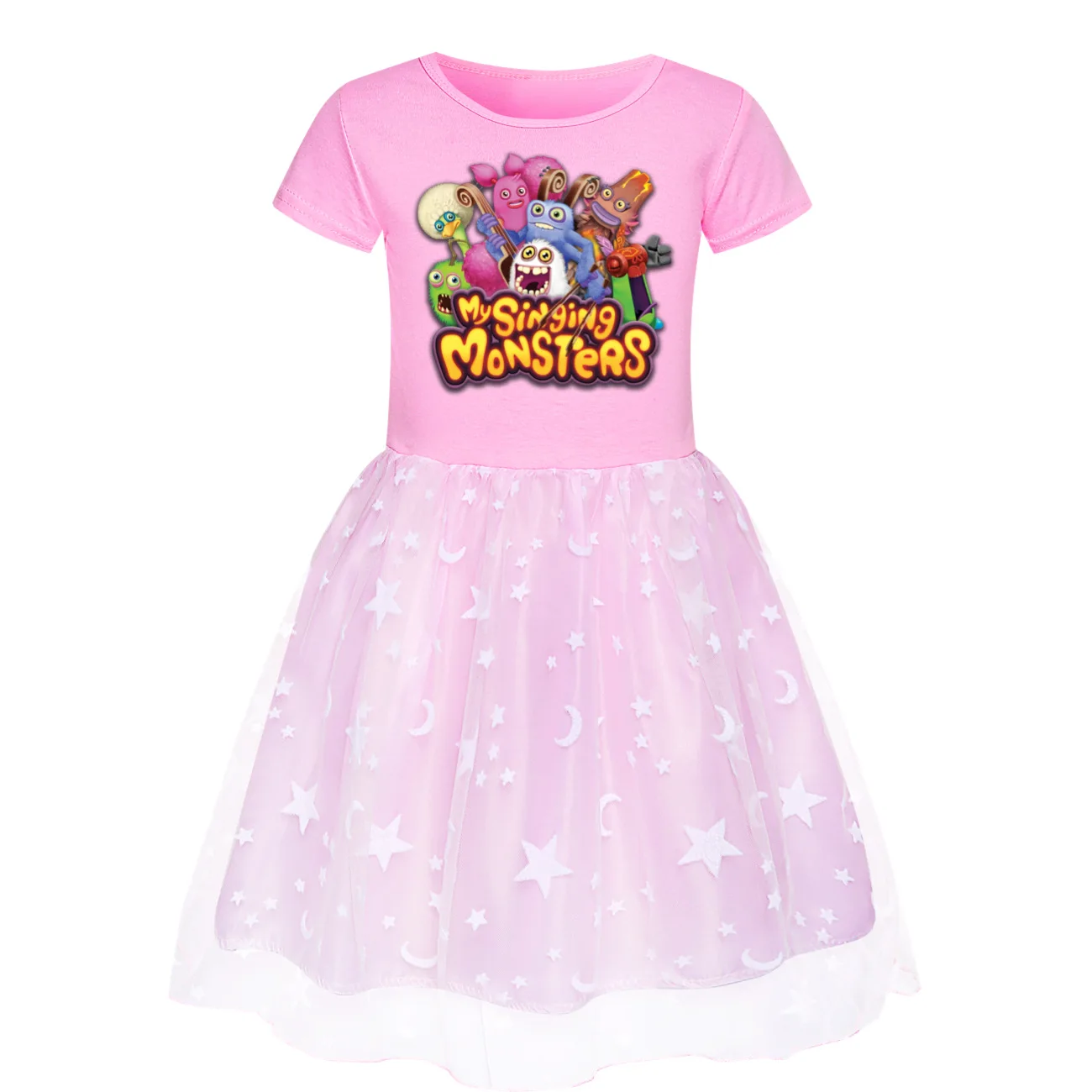 Singing Monsters Dress Baby Girls Short Sleeves Casual Dresses Kids Birthday Wedding Party Vestidos Children Halloween Outfits