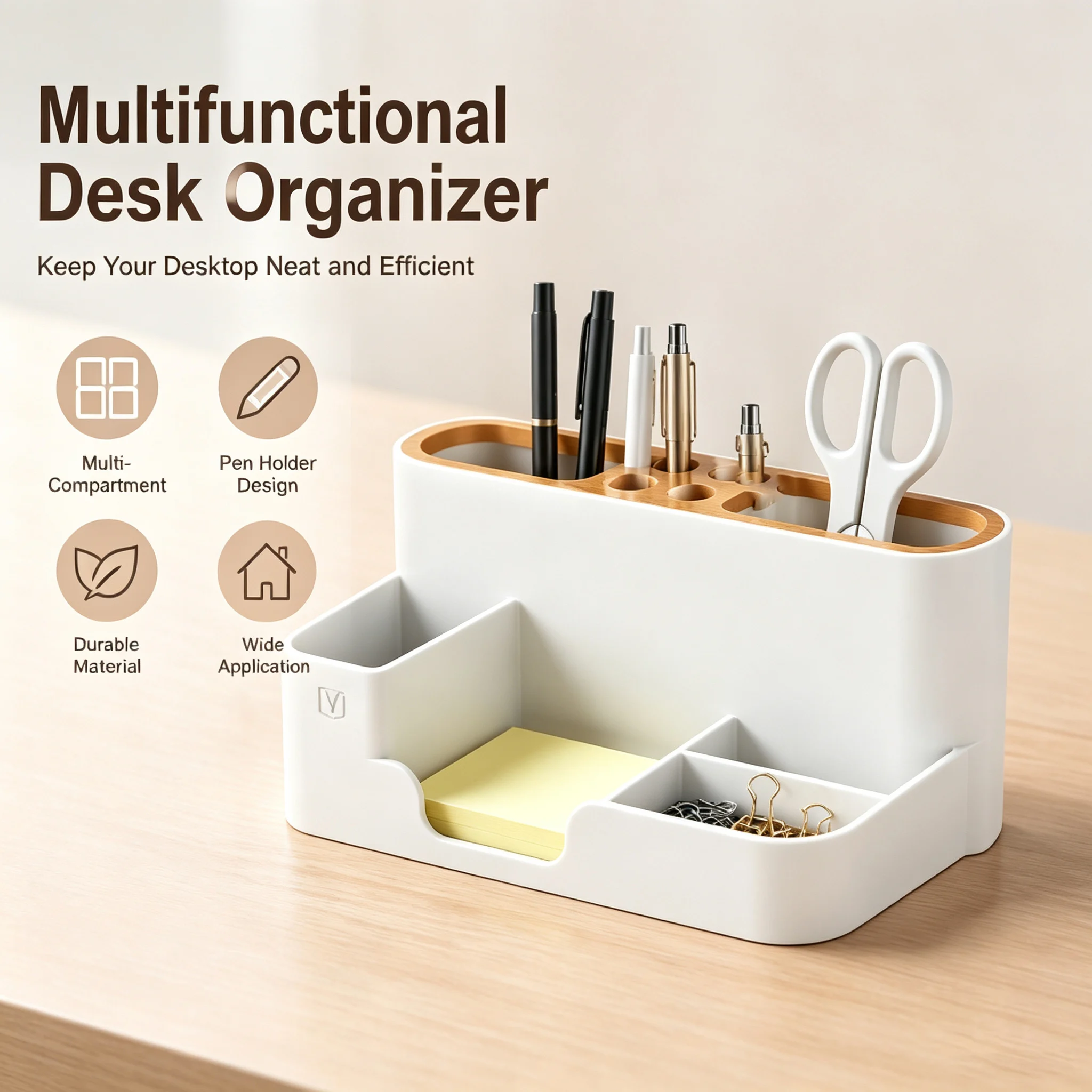Multifunctional Desk Organizer Multi Compartment Pen Holder Desktop Stationery Storage Caddy Office Home Desktop Storage Box