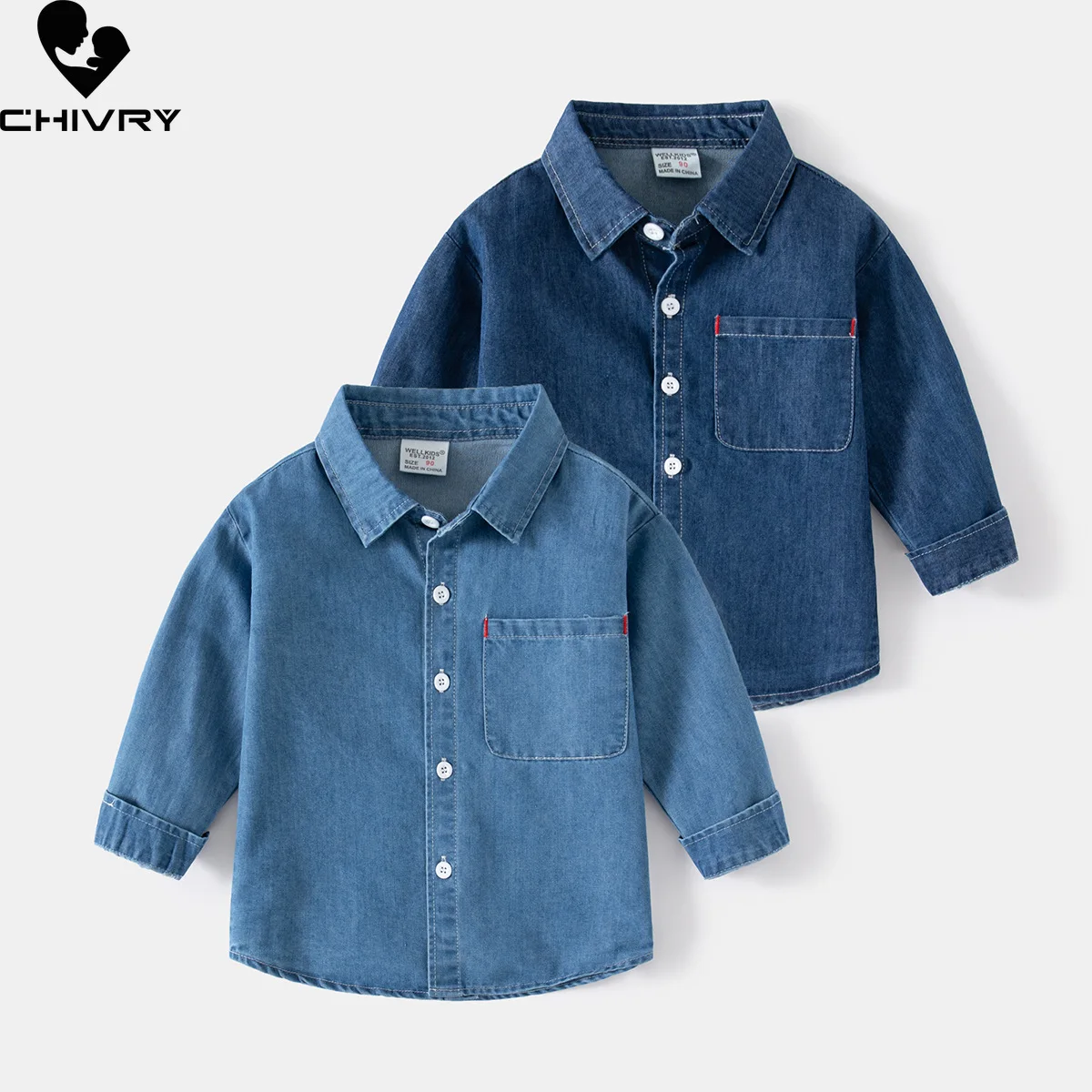 

Boys Classic Denim Shirts New 2024 Spring Autumn Children Fashion Long Sleeve Lapel Solid Denim Shirt Kids Casual Clothing