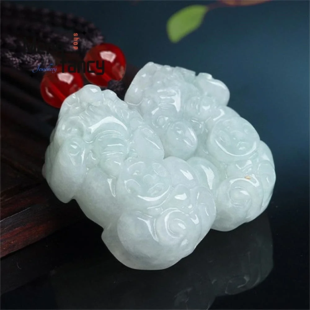 

Natural Myanmar A-goods Jadeite Pixiu Fortune Jade Pendant Exquisite Engraver Best Selling Fashion Jewelry Mascots Holiday Gift