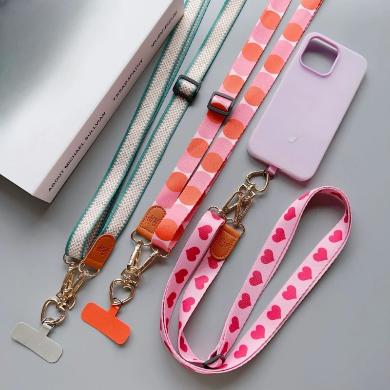Fashion Personalized Trend Adjustable Wide Rope Mobile Phone Universal Lanyard Diagonal Span Long Shoulder Strap Crossbody Rope