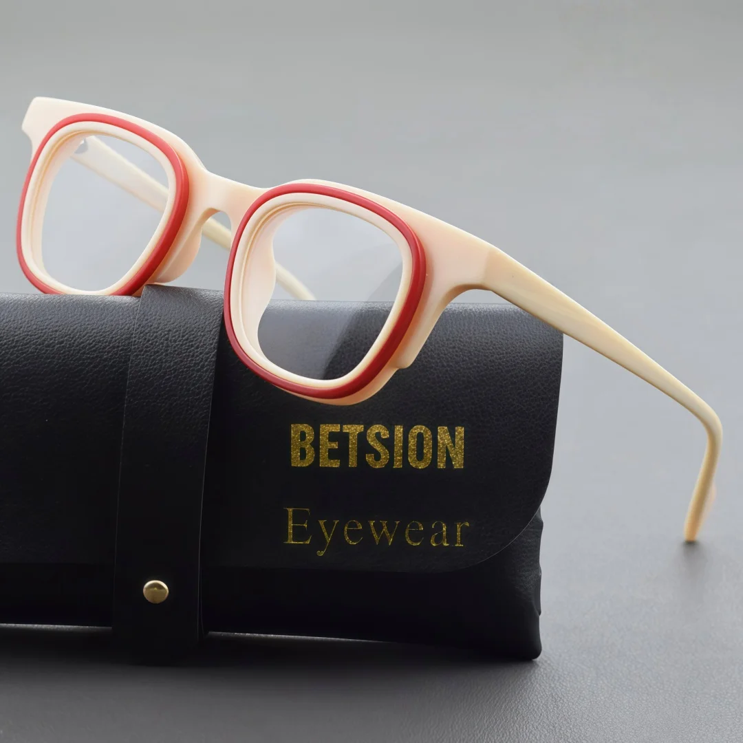 

BETSION Retro Square Reading Glasses Thick Acetate Full Rim Presbyopia Eyewear Trendy Fashion Spectacles for Men And Women #3011
