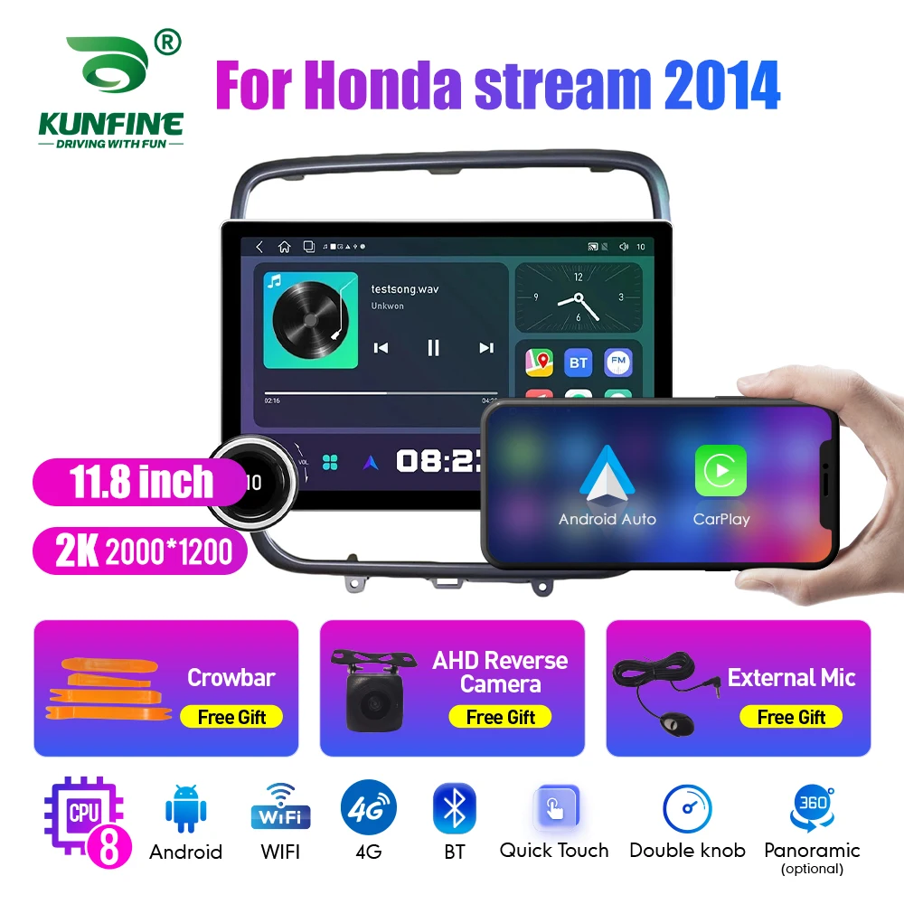 

11.8 Inch 2K Double Knobs 2 Din Car Radio For Honda Stream 2014 Car Radio DVD Multimedia Video Player Android Auto Carplay