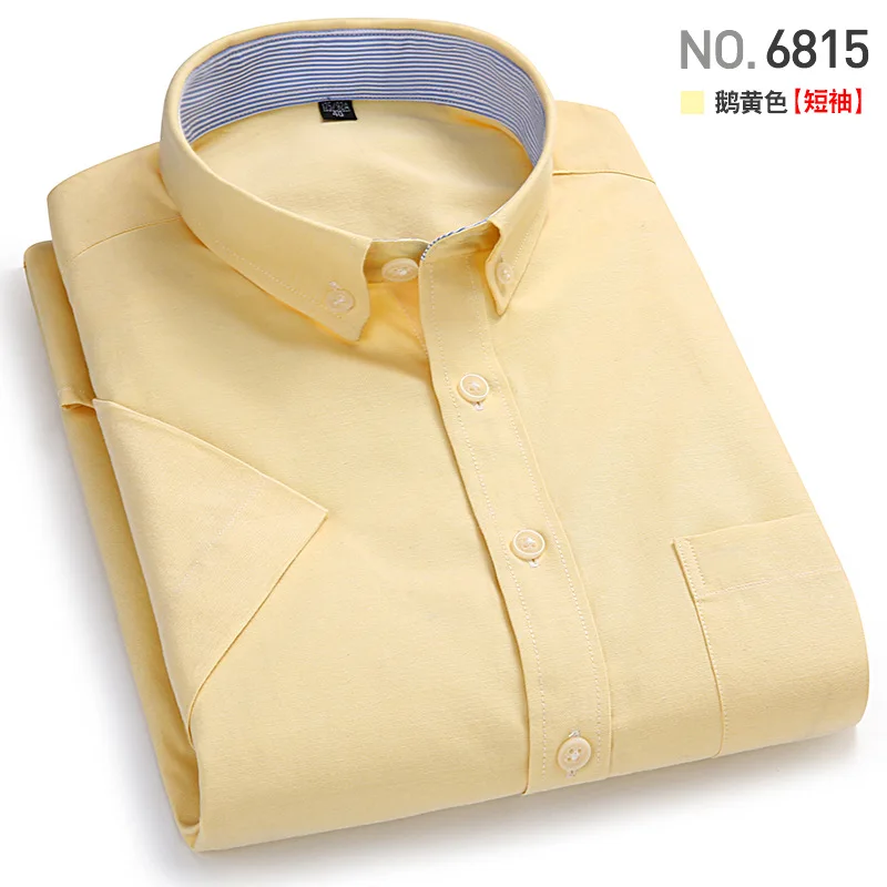 Men\'s short-sleeved shirt casual cotton no-iron spring/summer Oxford textile top trend office comfort breathable slim fit