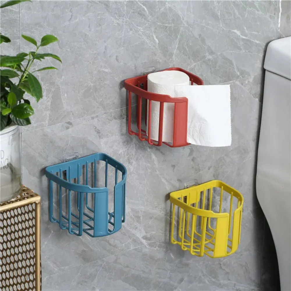 Household Bathroom Kitchen Wall-Mounted Self-Adhesive Roll Paper Oilet Paper Shelf Storage Rack Tissue Holder