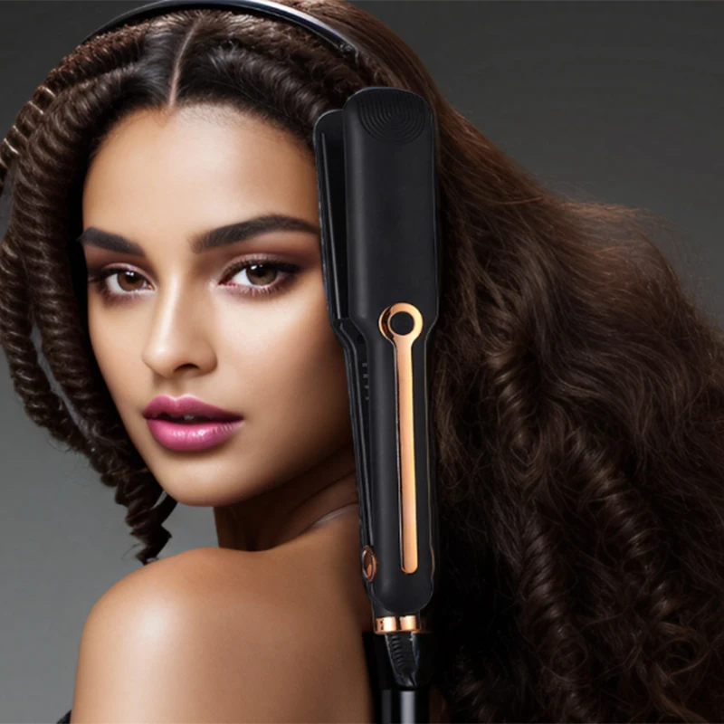 Two-in-one electric ceramic board straightener and curling iron, with adjustable temperature, suitable for home use