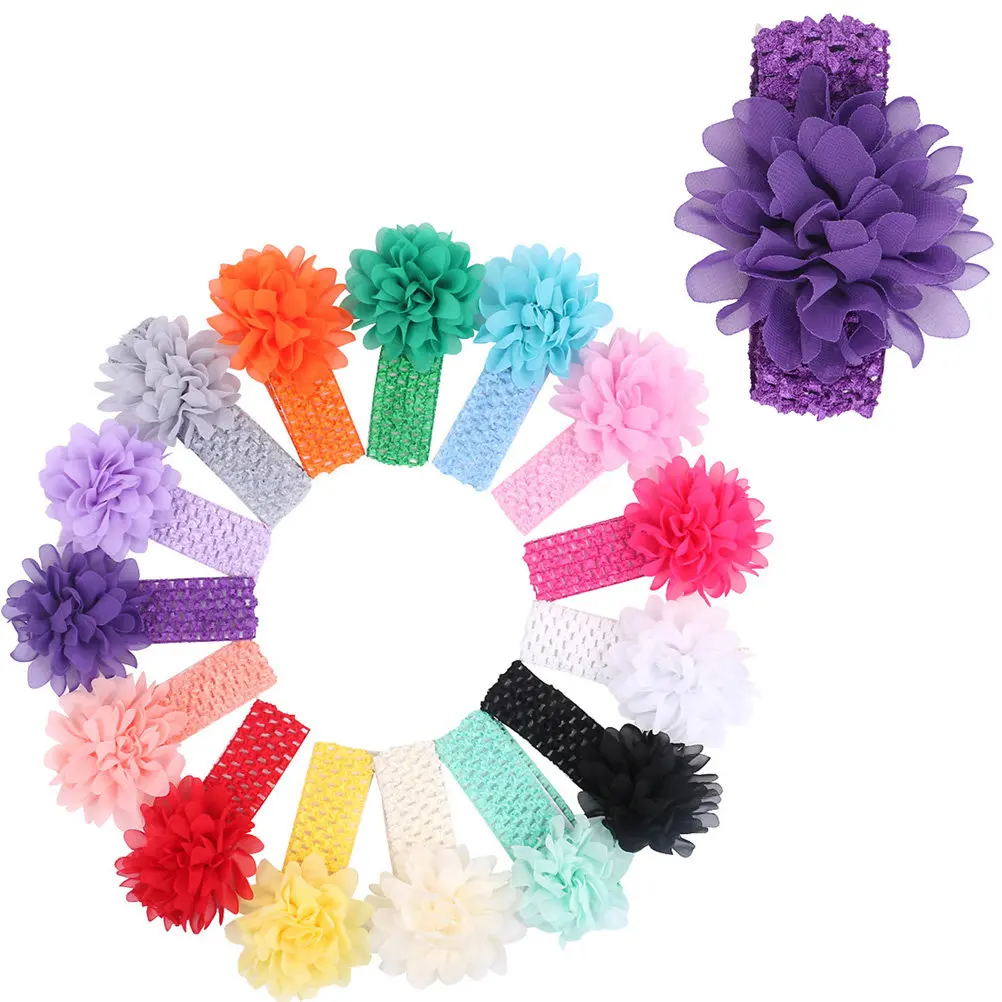 12Pcs Flower Hairband Set Soft Chiffon Headbands for Girls Infants Toddlers Ideal for Baby Photography Birthday
